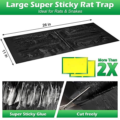 12 Pack Large Super Sticky Rat Glue Traps, Mouse Glue Traps, Mouse Sticky Trap, Mice Traps, Snake Traps, Rat Snake Sticky Traps for Home Outdoor Indoor Restaurant Office (26" x 11")