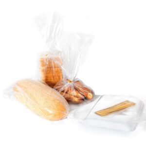 100 Clear Bread Bags with Ties - Adjustable & Reusable Bread Bags for Homemade Bread - Food Safe Bread Bag