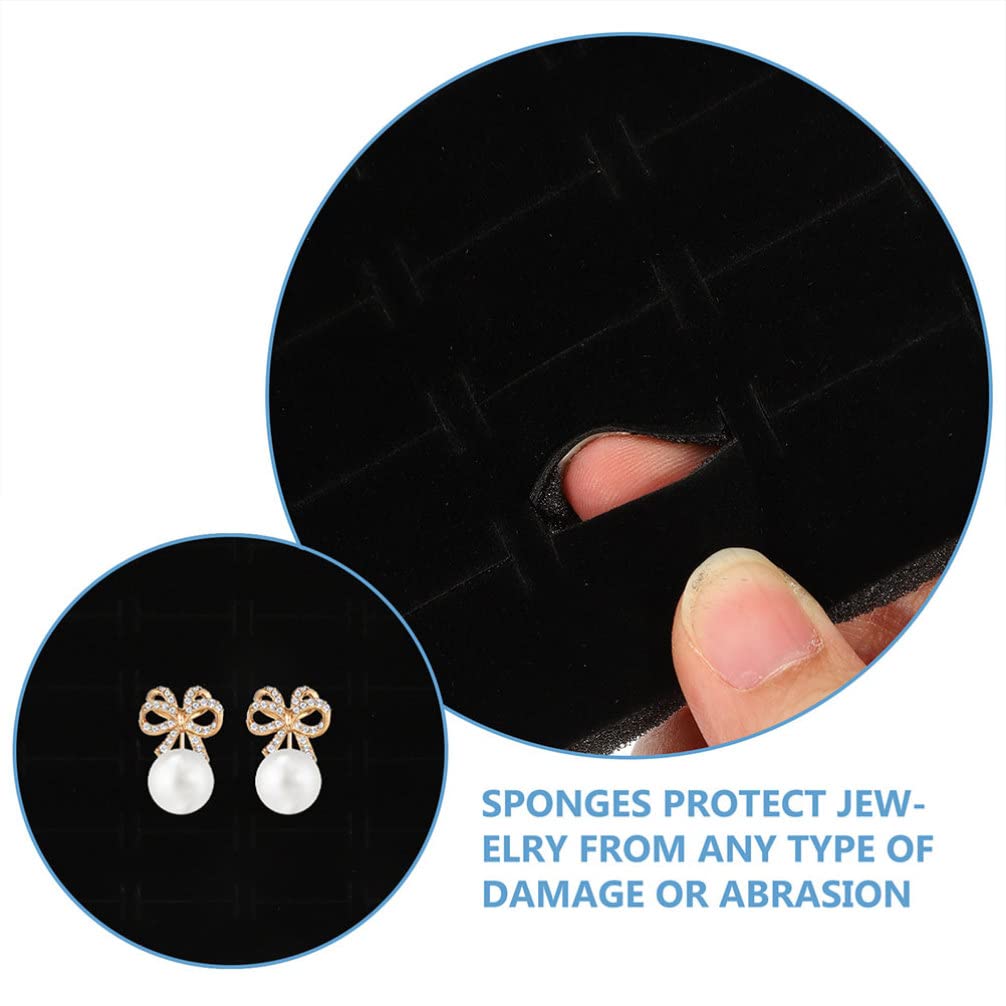Toyvian 5pcs Velvet Jewelry Display Tray Jewelry Sponge Insert Mats Black Jewelry Display Pads Foam Ring Pad - 11X7 in