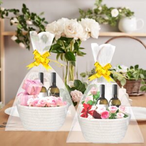 Tatuo 6 Sets Gift Baskets Empty Bulk Woven Cotton Basket with Bags Ribbons Easter Rabbit Candy Eggs Basket for Easter Birthday Wedding Graduation Gift(7.5 x 6.9 x 2.9 Inches)