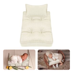 m&g house newborn photography props mattress pillow photography accessories baby photoshoot props bed mattress bed mat(beige white)