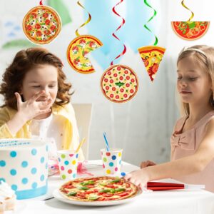 Teling 48 Pcs Pizza Party Decorations Pizza Hanging Swirl Themed Ceiling Decor Whirls for Birthday Party Supplies