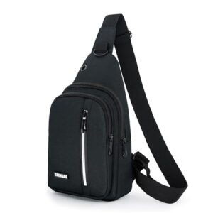 gurislife sling bag for men,small backpack crossbody bags，small shoulder bag with reflective strip shoulder for work hiking and daytrips,black-903