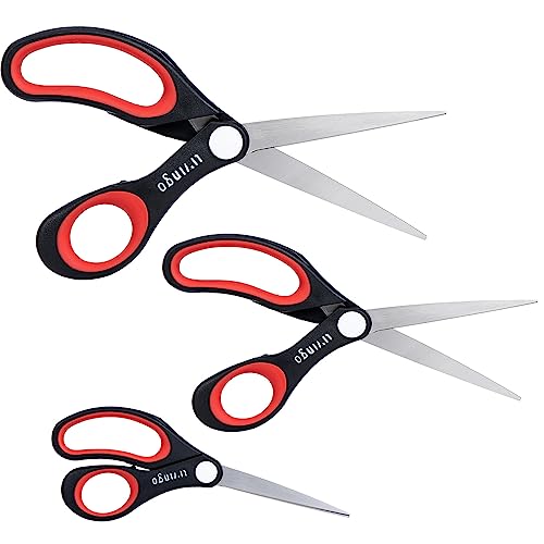 LIVINGO All Purpose Scissors Set - 4 Pack Sharp Multipurpose Heavy Duty Shears for Kitchen Cooking Sewing Fabric Cutting Poultry Food Paper Craft Office Household School Multi Pack Utility Shears