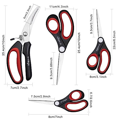 LIVINGO All Purpose Scissors Set - 4 Pack Sharp Multipurpose Heavy Duty Shears for Kitchen Cooking Sewing Fabric Cutting Poultry Food Paper Craft Office Household School Multi Pack Utility Shears