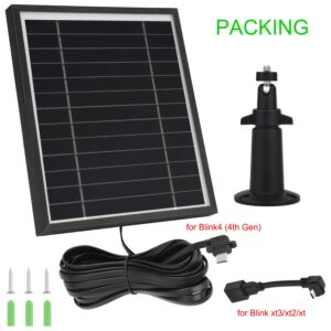Uogw Solar Panel Compatible with Blink Outdoor 4(4th Gen)/Blink (3rd Gen)&Blink XT2/XT Camera,with Internal 2500mAh Rechargeable Battery&11.5ft Charging Cable,Weather-Resistant Aluminium Alloy-3PACK