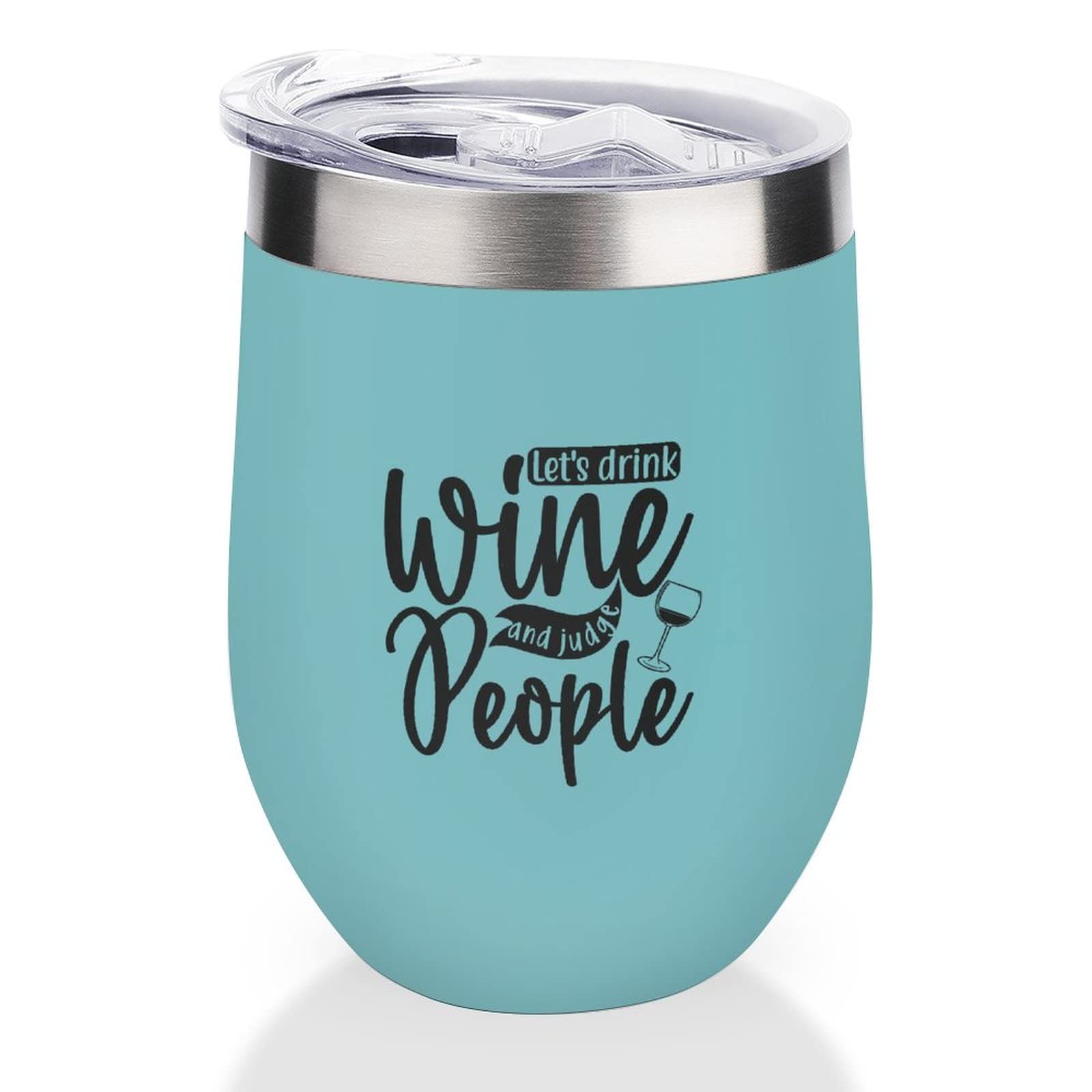 Mighun Wine Tumbler with Lid Lets Drink Wine And Judge People Vacuum Coffee Tumbler Stainless Steel Coffee Cup for Cold & Hot Drinks Wine Coffee Cocktails Beer (12 Oz, 1 Pack)