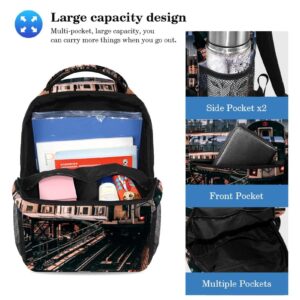 TBOUOBT Travel Backpack Set Lightweight Laptop Casual Backpack for Women Men, New York Train