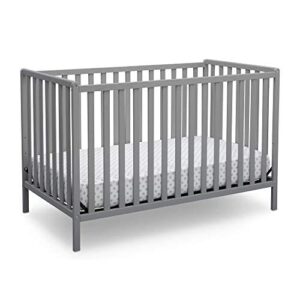 delta children heartland 4-in-1 convertible crib infant changing table with pad + serta perfect start crib mattress, grey