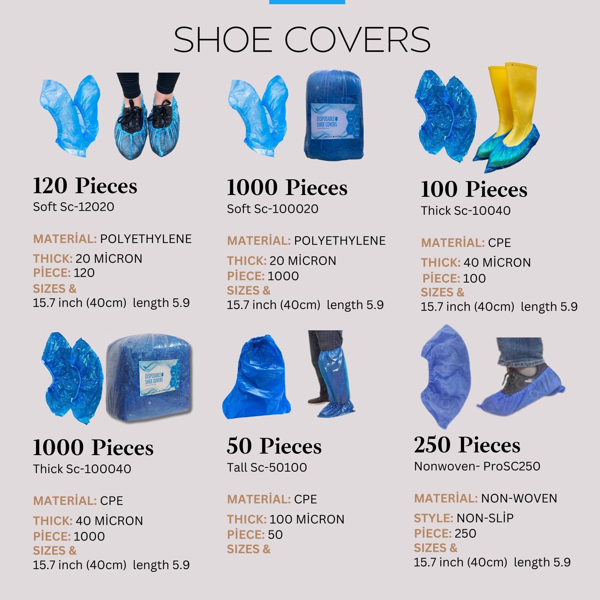 1000 Piece (500 Pairs) Shoe Covers Disposable - Non Slip 15.7'' Hygienic Shoe & Boot Covers Recyclable Waterproof Shoe Booties for Indoors. Booties Cover See all models.