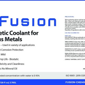 Mist Coolant for Metal Cutting Applications | Fusion Cool 2255 | Premium Synthetic Metalworking Fluid (1 Gallon)