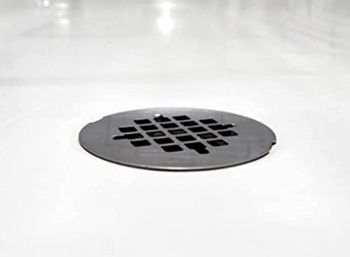 Westbrass A206P-62 2" No-Caulk PVC Compression Shower Drain with 4-1/4" Round Grid Cover, 1-Pack, Matte Black