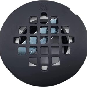 Westbrass A206P-62 2" No-Caulk PVC Compression Shower Drain with 4-1/4" Round Grid Cover, 1-Pack, Matte Black