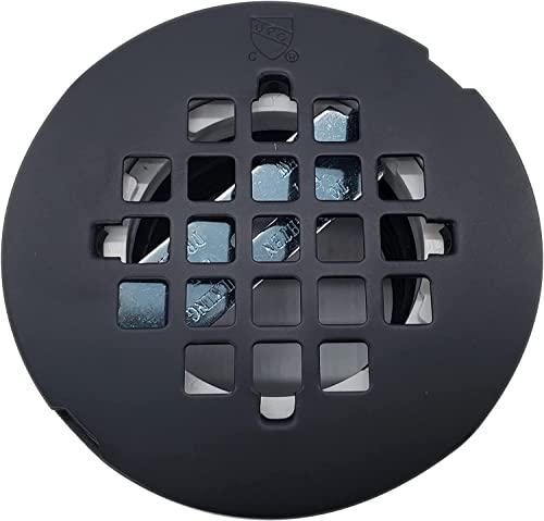 Westbrass A206P-62 2" No-Caulk PVC Compression Shower Drain with 4-1/4" Round Grid Cover, 1-Pack, Matte Black