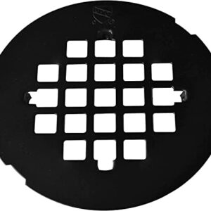 Westbrass A206P-62 2" No-Caulk PVC Compression Shower Drain with 4-1/4" Round Grid Cover, 1-Pack, Matte Black