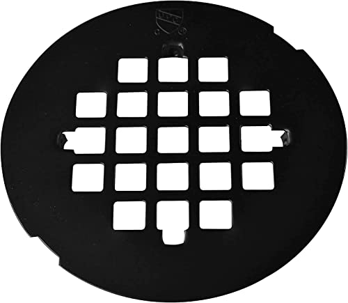 Westbrass A206P-62 2" No-Caulk PVC Compression Shower Drain with 4-1/4" Round Grid Cover, 1-Pack, Matte Black