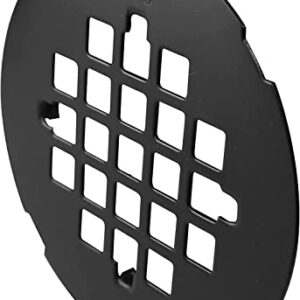 Westbrass A206P-62 2" No-Caulk PVC Compression Shower Drain with 4-1/4" Round Grid Cover, 1-Pack, Matte Black