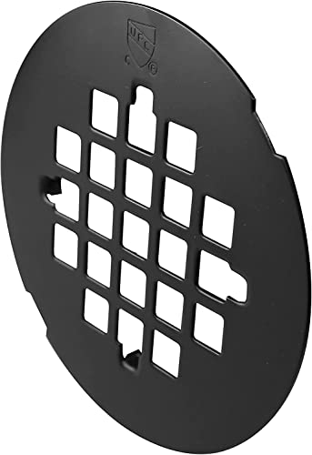 Westbrass A206P-62 2" No-Caulk PVC Compression Shower Drain with 4-1/4" Round Grid Cover, 1-Pack, Matte Black