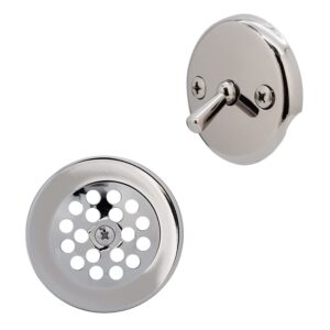 westbrass a92-26 3-1/8" trip lever bathtub and shower drain kit with 2-hole overflow faceplate, 1-pack, polished chrome