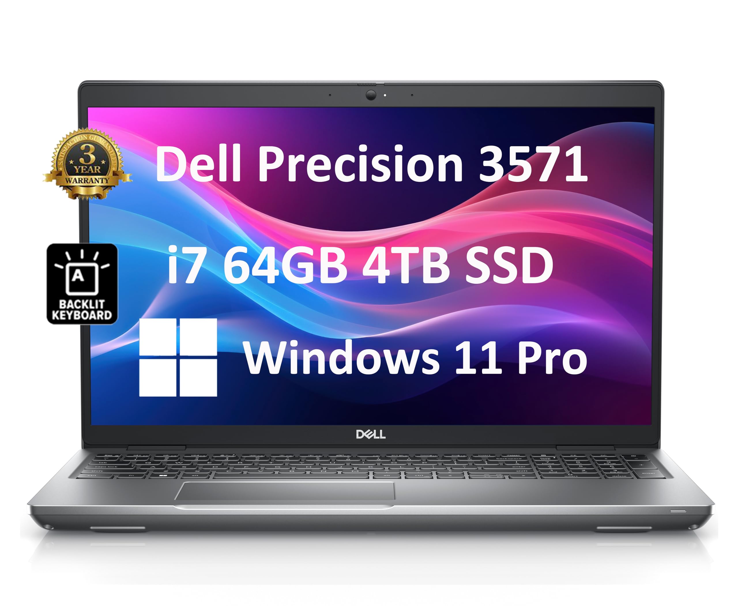 Dell Precision 3571 3000 Mobile Workstation (15.6" FHD, Intel 14-Core i7-12800H, 64GB DDR5 RAM, 4TB SSD, NVIDIA T600) Business Laptop, Backlit, 3-Year Warranty, Webcam, Wi-Fi 6E, Win 11 Pro, Gray