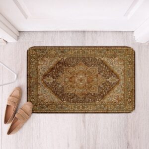 erosebridal oriental bath rugs vintage bathroom mats, terracotta persian bath carpets 20x32 aesthetic hippie floor mats for living room, boho mandala bathroom rugs for men women bedroom decor