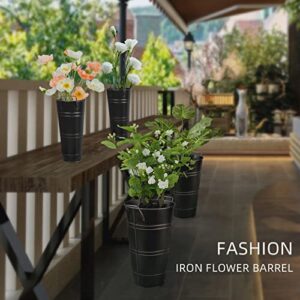 Notakia 4Pcs Galvanized Metal Vases Farmhouse French Flower Bucket Vases for Cut Flowers for Home Decor and Wedding Table Centerpiece Decorations (4Pcs Black 12" and 9")