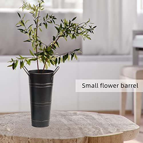 Notakia 4Pcs Galvanized Metal Vases Farmhouse French Flower Bucket Vases for Cut Flowers for Home Decor and Wedding Table Centerpiece Decorations (4Pcs Black 12" and 9")