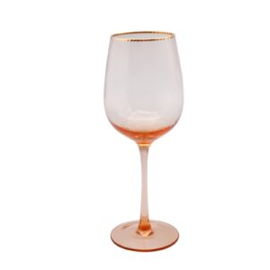 everest global light pink wine glasses 1 pc, 15.2 oz gold rimmed wine glass, stemmed red wine glasses, ribbed wine glassware for party wedding bars