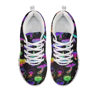 Pointodoor Galaxy Mushroom Running Walking Shoes for Women Menn Colorful Trippy Mushrooms Sport Sneakers Comfortable Lace-Up Tennis Shoes Size 9