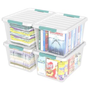 readsky 36 quart plastic clear storage bins, large lidded boxes, 4-pack