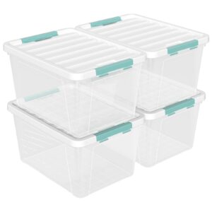 Readsky 36 Quart Plastic Clear Storage Bins, Large Lidded Boxes, 4-Pack