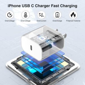 3 Pack QZIIW iPhone Charger,iPhone Fast Charger,[MFi Certified] iPhone Fast Adapter,USB C to Lightning Charging Cable 6 Feet,20W USB C Wall Charger with Compatible iPhone 14 13 12 11 Pro Max,iPad