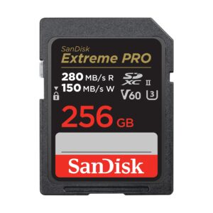 sandisk 256gb extreme pro sdxc uhs-ii memory card - c10, u3, v60, 6k, 4k uhd, sd card - sdsdxep-256g-gn4in