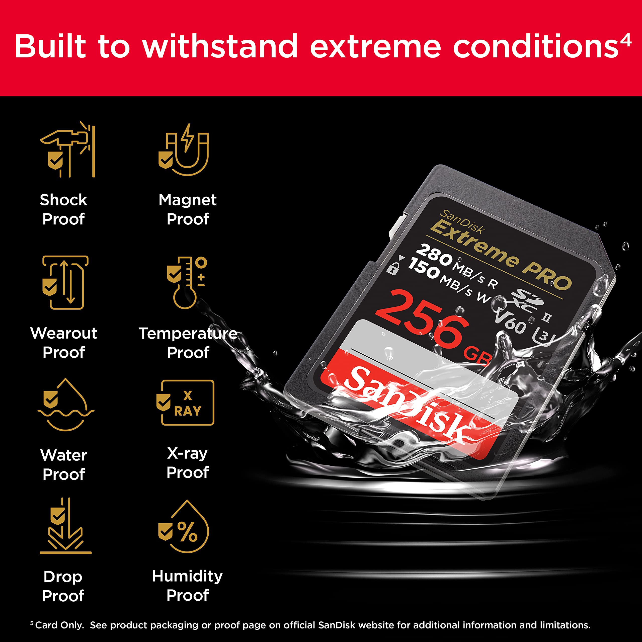 SanDisk 256GB Extreme PRO SDXC UHS-II Memory Card - C10, U3, V60, 6K, 4K UHD, SD Card - SDSDXEP-256G-GN4IN
