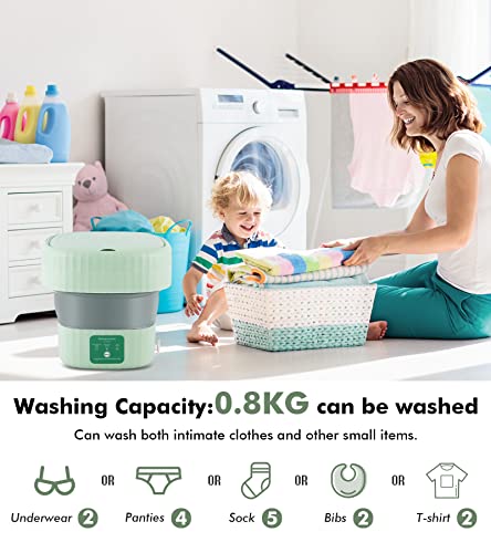 Meticuloso Portable Washing Machine, Foldable Mini Washer, Small Washer for Underwear, Socks, Baby Clothes, Towels, Delicate Items, in Apartment, Dorm, Camping, Trips and RVs