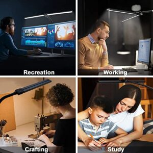 DUKTIG LED Desk Lamp, Double Head Computer Lamp, Bright Modern Desk Lamp - 5 Color Modes and 5 Dimmable, Tall Desk Lamps for Home Office, Studio, Gaming, Architect (24W, Square)