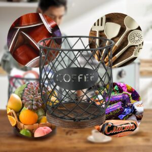 YINMIT K Cup Holder Organizer, Sturdy Coffee Pod Holder Organizer, 35 Kcup Large Capacity Storage Basket for Kitchen Counter and Office Desktop (Circular Grid)