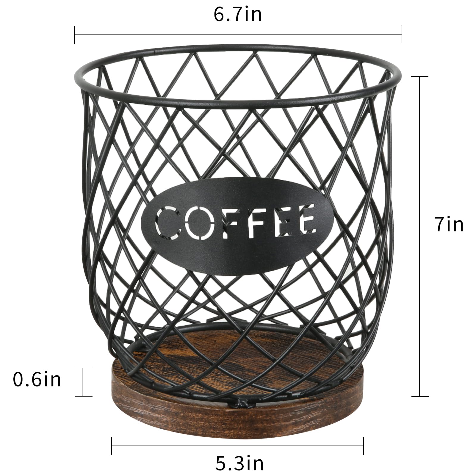 YINMIT K Cup Holder Organizer, Sturdy Coffee Pod Holder Organizer, 35 Kcup Large Capacity Storage Basket for Kitchen Counter and Office Desktop (Circular Grid)