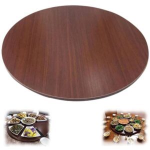 jww 20in-40in large wooden turntable lazy susan for dining table round tabletop serving plate 360° swivel tray, rotate by hand (color : mahogany, size : 70cm/27")