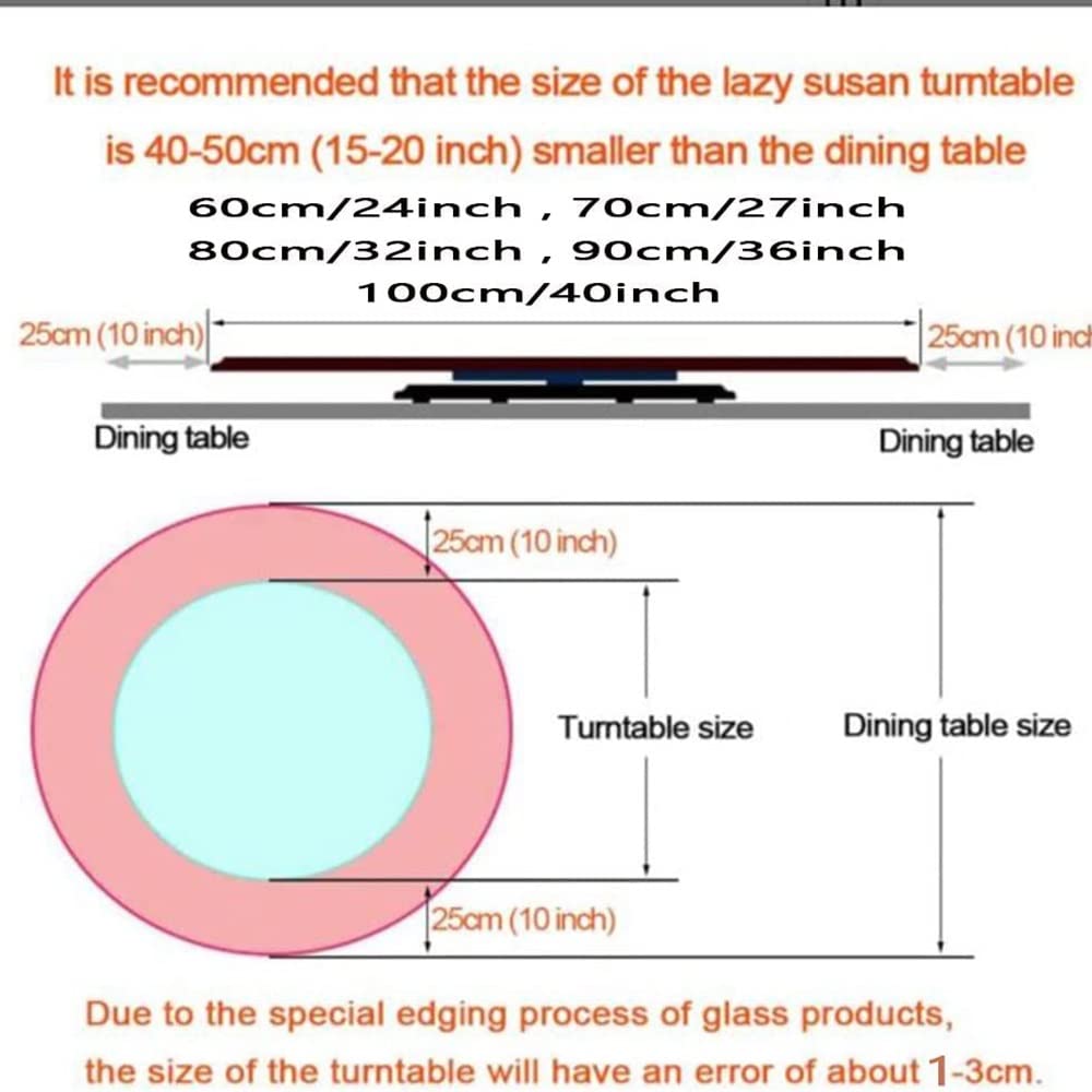 JWW 20in-40in Large Wooden Turntable Lazy Susan For Dining Table Round Tabletop Serving Plate 360° Swivel Tray, Rotate By Hand (Color : Mahogany, Size : 70cm/27")