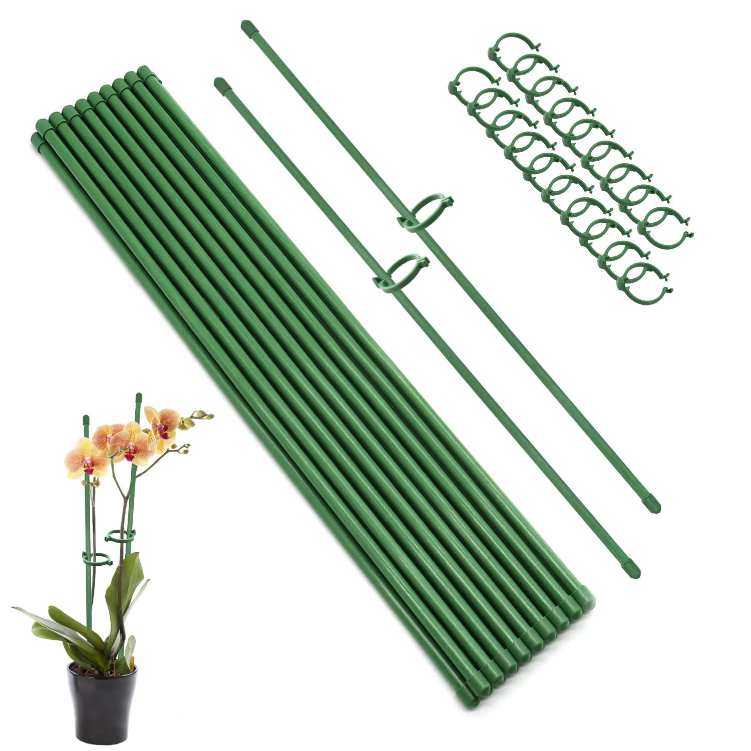 MIALEXO Plant Stakes,Plant Support Stakes Suitable for Indoor and Outdoor Plants,19Pcs Green Plant Stick Support Potted Tomato Peony Lily Rose and Other Plants Floral Vegetable(17.6-18inches)