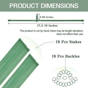 MIALEXO Plant Stakes,Plant Support Stakes Suitable for Indoor and Outdoor Plants,19Pcs Green Plant Stick Support Potted Tomato Peony Lily Rose and Other Plants Floral Vegetable(17.6-18inches)