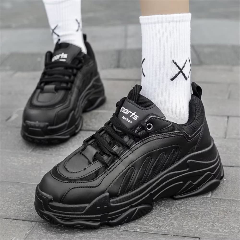 Jakcuz Couple Increasing-Height Fashion Chunky Sneakers Thick Sole Comfortable Casual Walking Work Running Shoes for Women Men Black 43