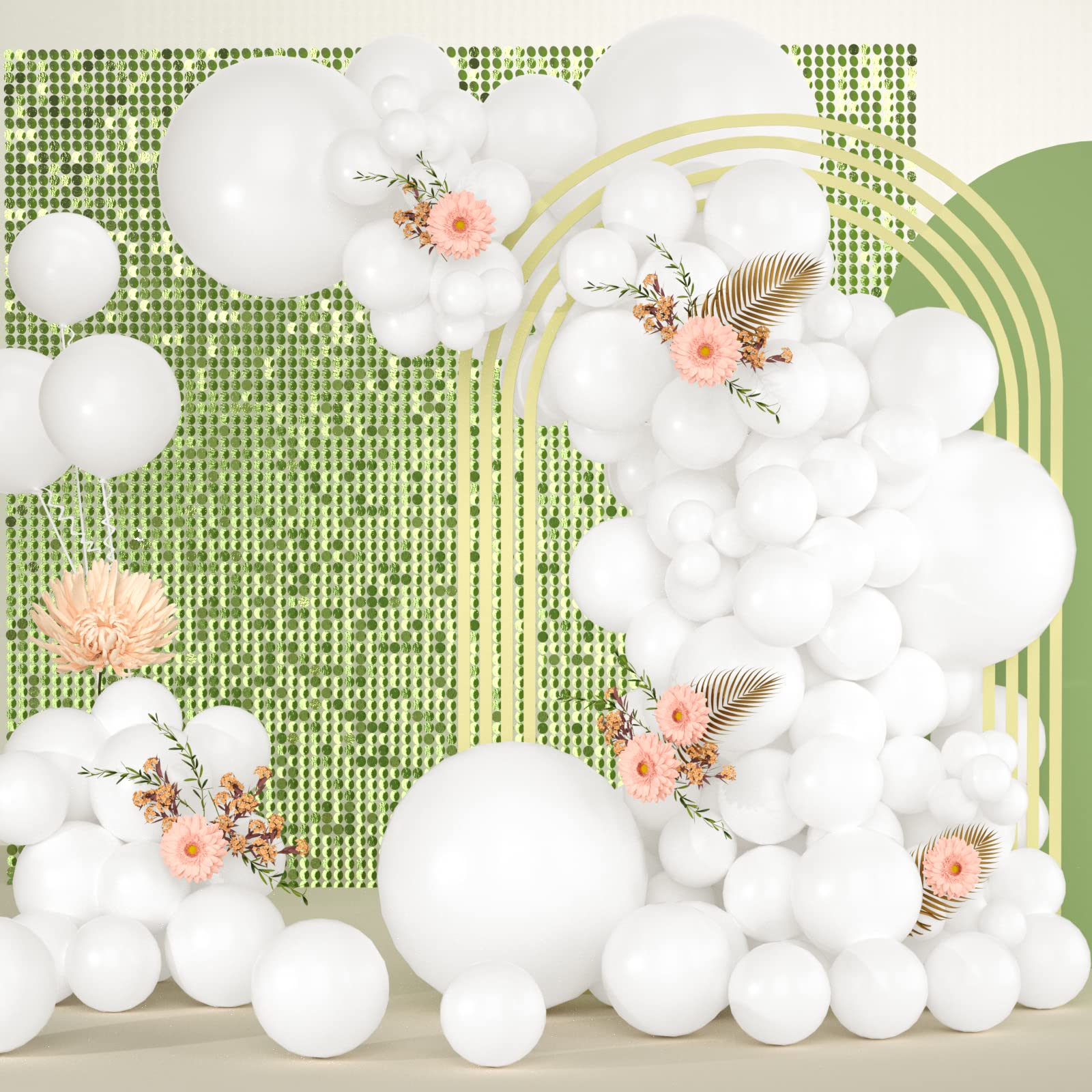 Freechase White Latex Balloons - White Party Balloons 139 Different Sizes 5/10/12/18 Inch, White Balloon Garland Kit for Birthdays, Graduation, Baby Shower, Wedding, and Bachelorette Party Balloons