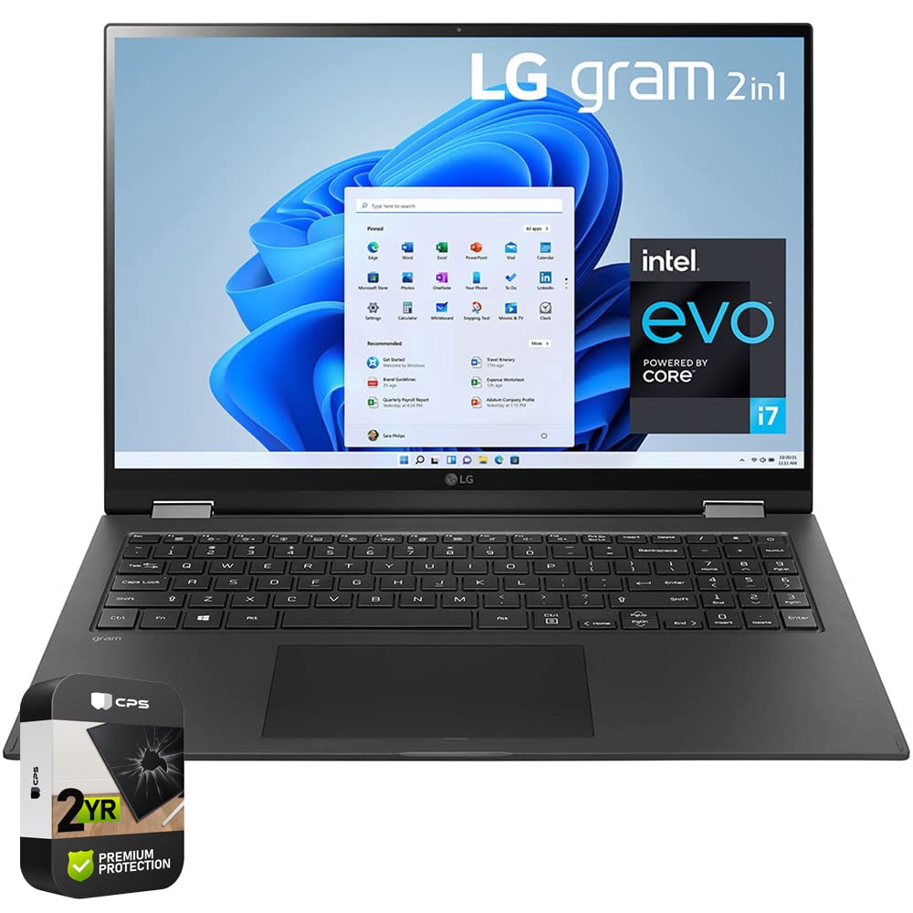 LG 16T90P-K.AAE7U1 Gram 2-in-1 16-inch Laptop with Pen, i7-1195G7, 512GB SSD (Renewed) Bundle with 2 YR CPS Enhanced Protection Pack