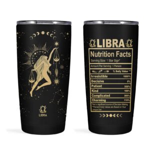 libra gifts for women,libra tumbler,libra gift zodiac cup, 20 oz astrology tumbler cup, witchy gothic gifts stainless steel insulated constellation tumbler