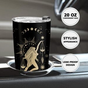 Libra Gifts for Women,Libra Tumbler,Libra Gift Zodiac Cup, 20 OZ Astrology Tumbler Cup, Witchy Gothic Gifts Stainless Steel Insulated Constellation Tumbler