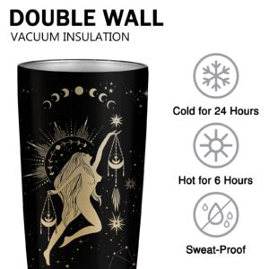 Libra Gifts for Women,Libra Tumbler,Libra Gift Zodiac Cup, 20 OZ Astrology Tumbler Cup, Witchy Gothic Gifts Stainless Steel Insulated Constellation Tumbler