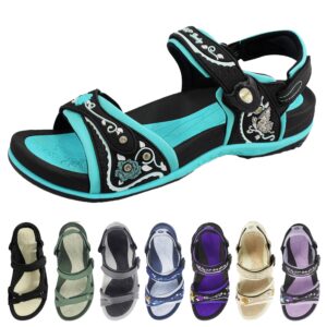 gold pigeon shoes signature women sandals, water sandal for women comfort cushion adjustable magnetic buckle: 5991 blue turquoise, size 9-9.5 (5991-blue-40)