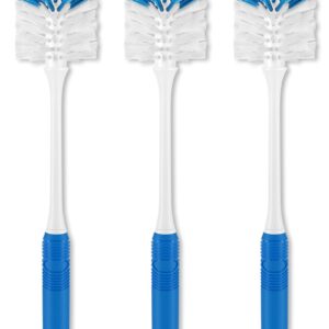 YeuDeuy Long Handle Bottle Brush, Bottle Brush Cleaner with Dual Function Bristles for Water Bottles, Glasswares, Mugs, Thermoses, Baby Bottles, Blue 3 Pack